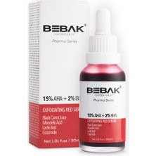 Bebak Pharma %15 AHA+%2 BHA Cilt Tonu Eşitleyici Kırmızı Peeling Serum Exfoliating Red Serum 30ml