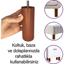 Glaswen 4 Adet Silindir Destek Ayağı 14 cm Kahverengi Gizli Mobilya Kanepe Baza Koltuk Dolap Sehpa Ayak