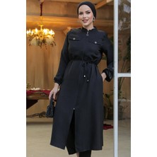 Neva Style Düğmeli Siyah Tesettür Tunik 645S