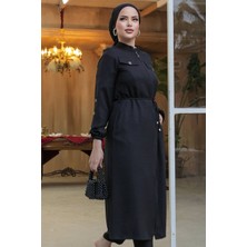 Neva Style Düğmeli Siyah Tesettür Tunik 645S
