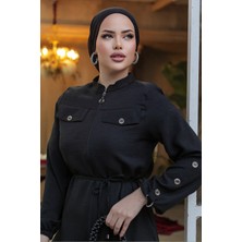 Neva Style Düğmeli Siyah Tesettür Tunik 645S