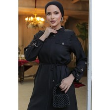 Neva Style Düğmeli Siyah Tesettür Tunik 645S