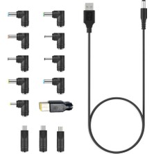 Internet Usb'den Dc'ye Güç Kablosu Evrensel Usb'den Dc Jack'e Şarj Kablosu Güç Kablosu, 13 Değiştirilebilir Fiş Konnektörü Adaptörü (Yurt Dışından)