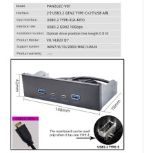 Internet Usb3.2 Type-C 10 Gbps Optik Sürücü Paneli 2x USB Gen2+2x Type-C 3,5 Inç 5,25 Inç Hub 19PIN - C-Port Ön Arka Fiş (Yurt Dışından)