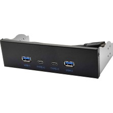 Internet Usb3.2 Type-C 10 Gbps Optik Sürücü Paneli 2x USB Gen2+2x Type-C 3,5 Inç 5,25 Inç Hub 19PIN - C-Port Ön Arka Fiş (Yurt Dışından)