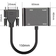 Internet Vga'dan Hdtv'ye + VGA Dönüştürücü Bilgisayar Bağlantısı Monitör Tv Çift Ekranlı Ekran Adaptör Kablosu Güç Dönüştürücülü (Yurt Dışından)