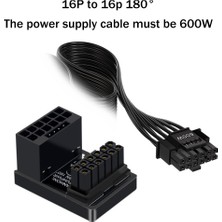 Internet Pcıe5.0 Grafik Kartı Atx3.0 Güç Kaynağı 12VHPWR 12+4 16P 600W Erkek - Dişi 180 Derece Adaptör Konnektörü Siyah (Yurt Dışından)