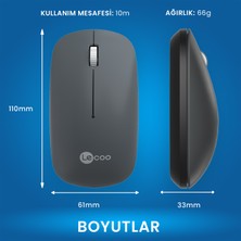 Lecoo WS214 Kablosuz 1200DPI 3 Tuşlu Optik Mouse Gri