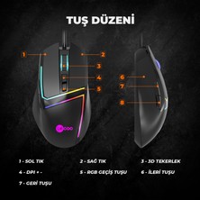 Lenovo Lecoo MS106 Kablolu RGB LED Aydınlatmalı 3200DPI 7 Tuşlu Gaming Mouse Siyah