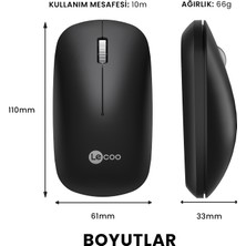 Lecoo WS214 1200 DPI 4 Tuşlu Kablosuz Mouse Siyah