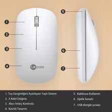Lenovo Lecoo WS214 1200 Dpı 4 Tuşlu Kablosuz Mouse Beyaz