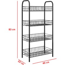 Emkatex Sebze ve Meyve Sepeti Çok Amaçlı Mutfak Rafı Metal Düzenleyici Raf Çok Amaçlı Sepet Siyah