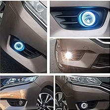 ŞüsCarOto Aksesuar Üniversal Mercekli Angel Sis Farı Su Geçirmez 76 mm Buz Mavi Metal Halkalı Angel Eyes