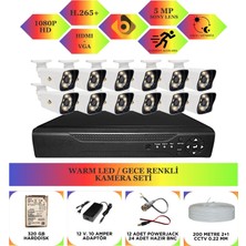 Bycam 12 Kameralı Gece Renkli Full Hd 1080P Kamera Seti 320 GB Harddisk -12K0D