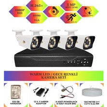 Bycam 4 Kameralı Gece Renkli Full Hd 1080P Kamera Seti 320 GB Harddisk -4K0D