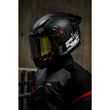 LS2 Rapıd 2 Race Clawn Mat Siyah-Gri-Kırmızı Kask - Gold Vizör - Yeni Sezon