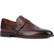 Shoetyle - Kahverengi Deri Tokalı Erkek Klasik Ayakkabı 250-401