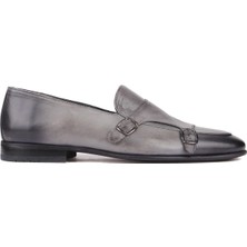 Shoetyle - Gri Deri Tokalı Erkek Klasik Ayakkabı 250-2300
