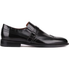 Shoetyle - Siyah Açma Deri Tokalı Erkek Klasik Ayakkabı 250-401