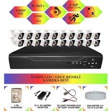 Bycam 20 Kameralı Gece Renkli Full Hd 1080P Kamera Seti 1 Tb Harddisk -20K0D