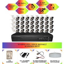 Bycam 32 Kameralı Gece Renkli Full Hd 1080P Kamera Seti 1 Tb Harddisk -32K0D