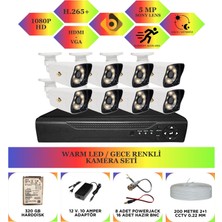 Bycam 8 Kameralı Gece Renkli Full Hd 1080P Kamera Seti 320 GB Harddisk -8K0D
