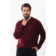 Günay Erkek V Yaka Yün Kazak 5000 Bordo
