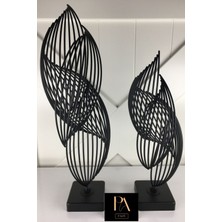 Palpe Siyah Helezyon 2'li Takım Metal Biblo Obje Ev Aksesuar Masa Konsol Orta Sehpa Dresuar Salon Ofis Dekor