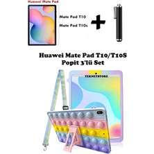 TEKNETSTORE Huawei Matepad T10 / T10S Uyumlu Kılıf Popit Standlı Kapak Askılı Silikon Eğlenceli 3'lü Set