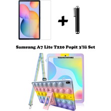 TEKNETSTORE Samsung Galaxy Tab A7 Lite T220 T225 T227 Uyumlu Kedi Kılıf Askılı Standlı Koruyucu 3'lü Set