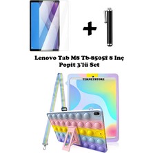 TEKNETSTORE Lenovo Tab M8 TB-8505F 8 Inç ZA5G0100TR Uyumlu Kılıf Popit Askılı Stand Koruyucu Eğlenceli 3'lü Set