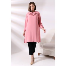 Ladies Yakası Kurdela Bağlamalı Tunik 21049 K.pudra