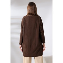 Ladies Bürümcük Kumaş Salaş Tunik 21124 Kahve