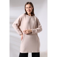 Ladies Bürümcük Kumaş Salaş Tunik 21124 Taş