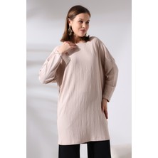 Ladies Bürümcük Kumaş Salaş Tunik 21124 Taş