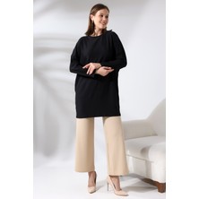 Ladies Bürümcük Kumaş Salaş Tunik 21124 Siyah