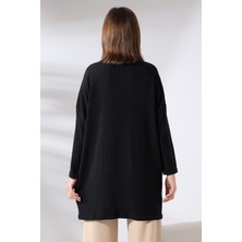 Ladies Bürümcük Kumaş Salaş Tunik 21124 Siyah