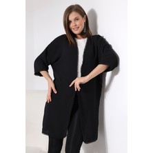 Ladies Brode Detaylı Ayrobin Kimono Hırka 21134 Siyah