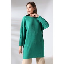 Ladies Bürümcük Kumaş Salaş Tunik 21124 Benetton Yeşili