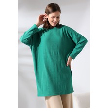 Ladies Bürümcük Kumaş Salaş Tunik 21124 Benetton Yeşili