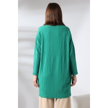 Ladies Bürümcük Kumaş Salaş Tunik 21124 Benetton Yeşili