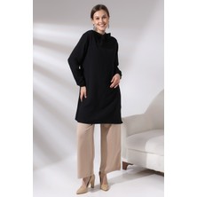 Ladies Yakası Kurdela Bağlamalı Tunik 21049 Siyah