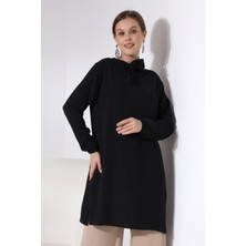 Ladies Yakası Kurdela Bağlamalı Tunik 21049 Siyah