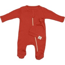 Baby Cool Design Baby Cool 24214bc Bebek Fermuarlı Patikli Şapkalı Kiremit Tulum