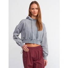 Dilvin 40199 Yıkama Efektli Sweatshirt-Gri