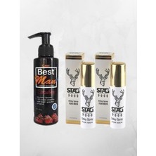 Aşkın Deposu Best Man Lubricant Jel Çilekli 150 ml + 2'li Stag Sprey