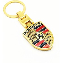 İdeal Aksesuar Porsche Metal Anahtarlık Gold Renk 718 911 Boxster Cayman Panamera Taycan Cayanne Macan