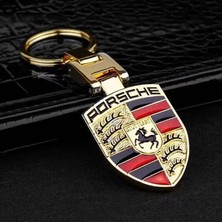 İdeal Aksesuar Porsche Metal Anahtarlık Gold Renk 718 911 Boxster Cayman Panamera Taycan Cayanne Macan