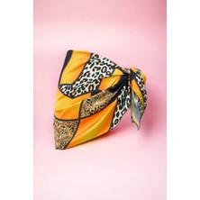 Pistore Siyah Sarı Leopar Desenli Kısa Pareo Saten Iç Göstermez Kadın Plaj Elbisesi Yeni Sezon