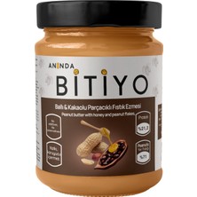 Anında Bitiyo Kakao Parçacıklı Ballı Fıstık Ezmesi Yüksek Protein Kahvaltılık 325 gr Katkısız